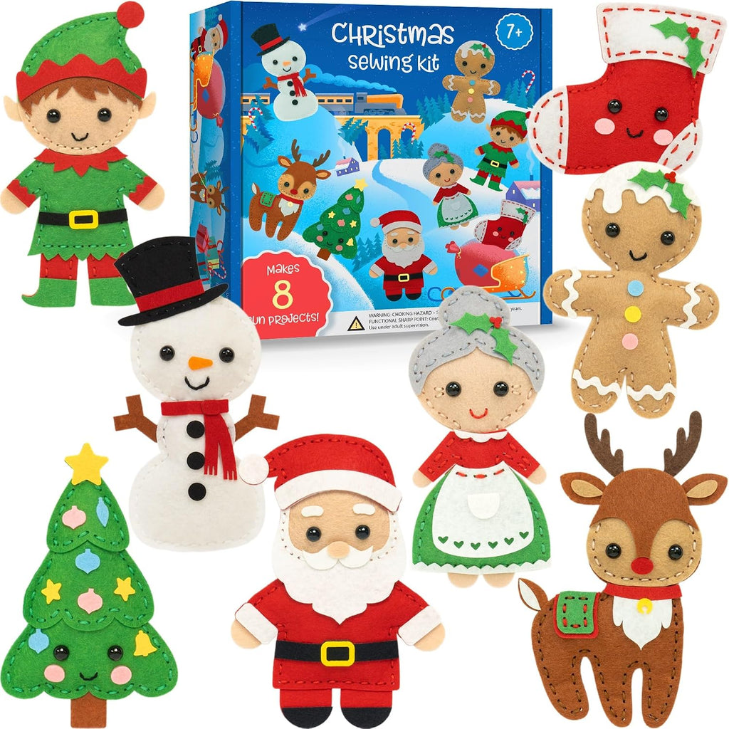 Craftorama Kit de costura para niños, divertido y educativo juego de manualidades de Navidad para niños y niñas de 7 a 12 años, cose tu propio conjunto de manualidades de fieltro navideño para