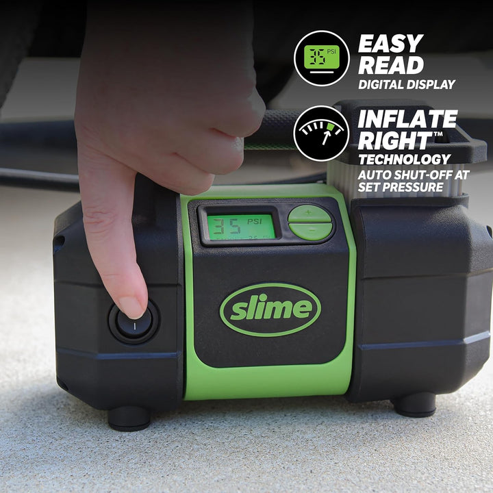 Slime 40063 Inflador de Neumáticos, Compresor de Aire Portátil para...