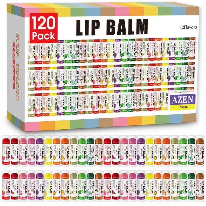 AZEN Paquete de 120 bálsamos labiales a granel, bálsamos labiales h...