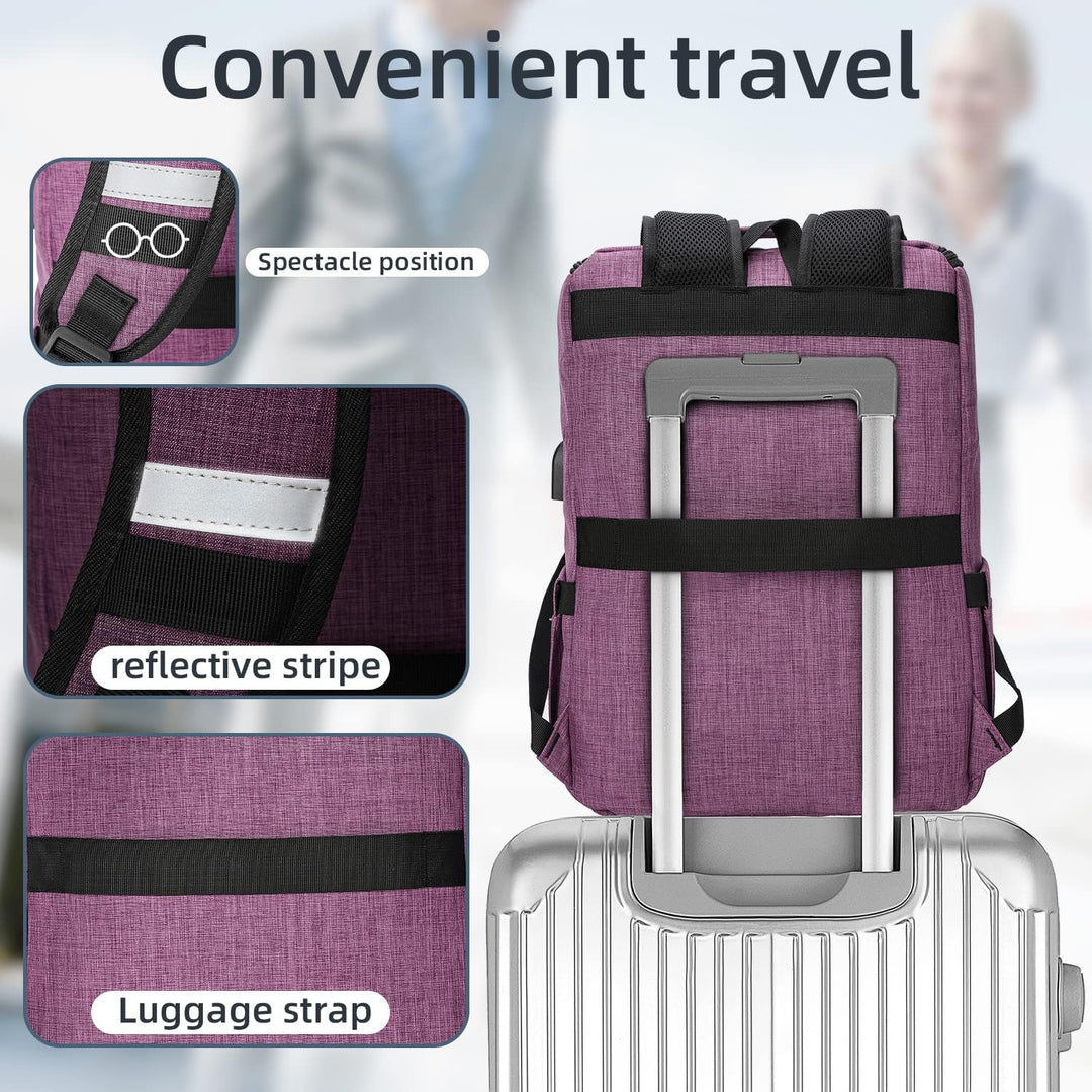Mochila vintage para laptop con puerto de carga USB para mujeres y...