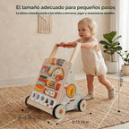 Centro de actividades de madera para caminar para bebés con música y juego