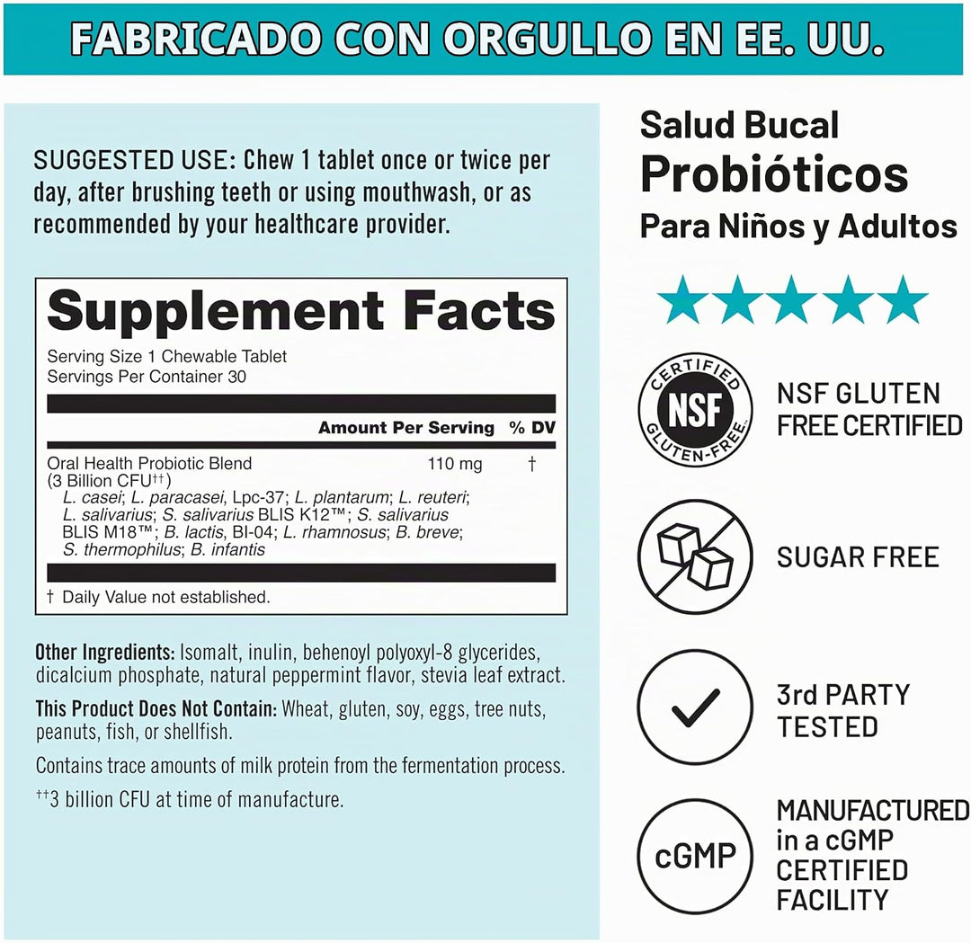 NatureWise Probióticos orales para el mal aliento bucal, menta mast...