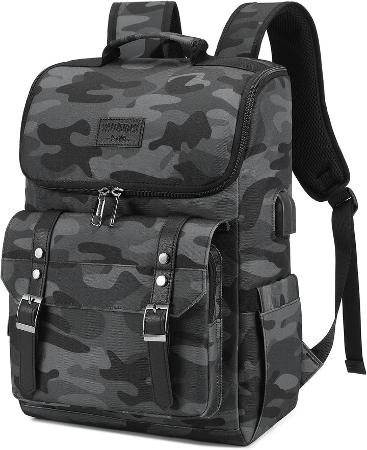 YALUNDISI Mochila vintage de viaje para laptop con puerto de carga...