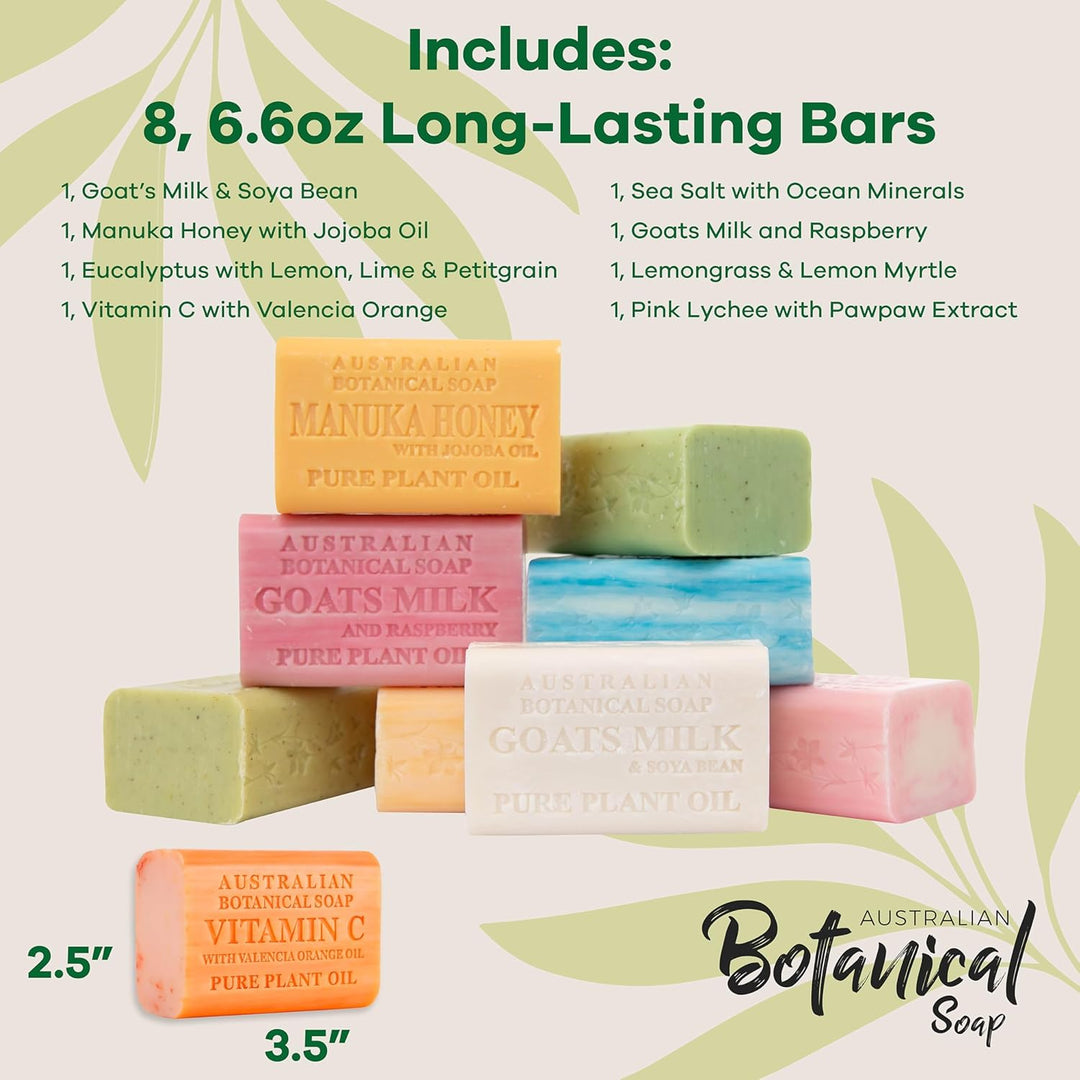 Australian Botanical Soap, Barras de triple molido de 6.6 onzas con...