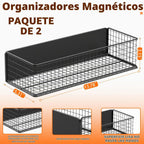 Cestas magnéticas organizadores de refrigerador, cesta de malla de alambre de metal de gran capacidad, estante para especias para almacenamiento de refrigerador, estante magnético para