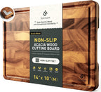 Tabla de cortar de madera de acacia con base antideslizante para cocina