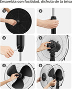 PELONIS Ventilador de pedestal oscilante ajustable de 16" con c...