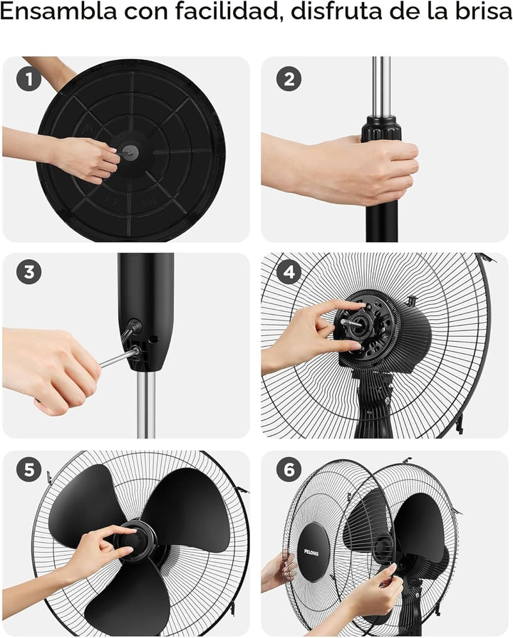 PELONIS Ventilador de pedestal oscilante ajustable de 16" con c...
