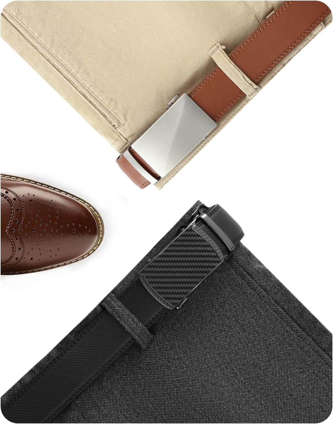CHAOREN Cinturón para hombre Cinturón de cuero con trinquete Paquet...
