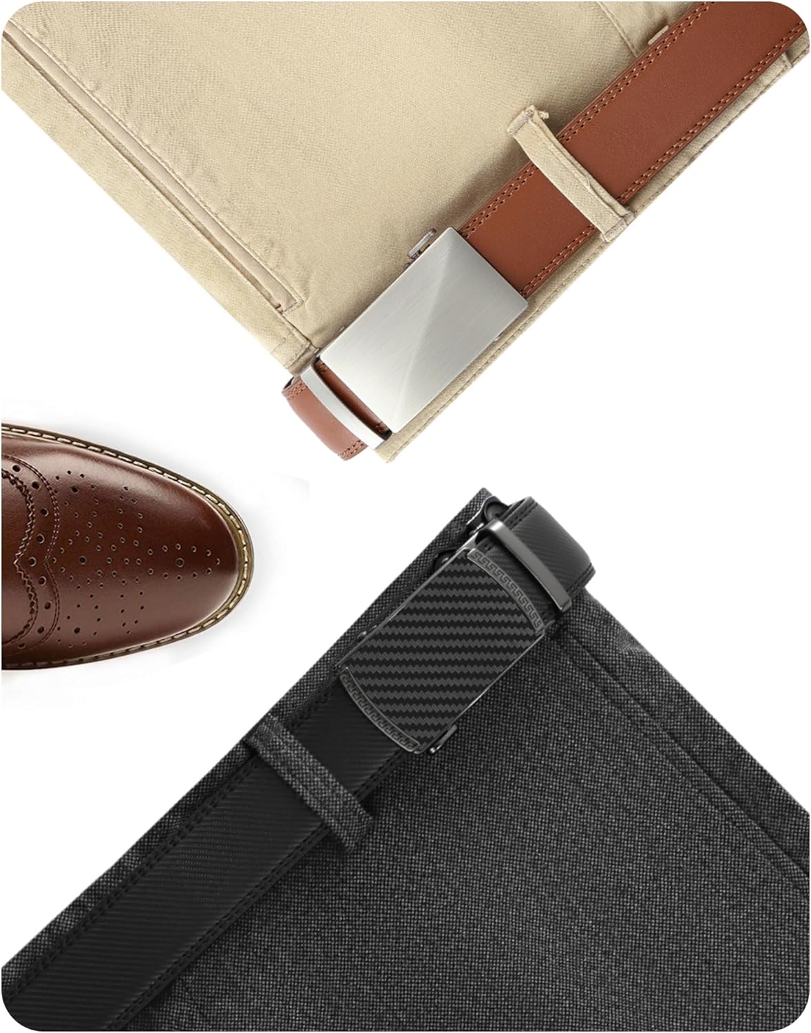 CHAOREN Cinturón para hombre Cinturón de cuero con trinquete Paquet...