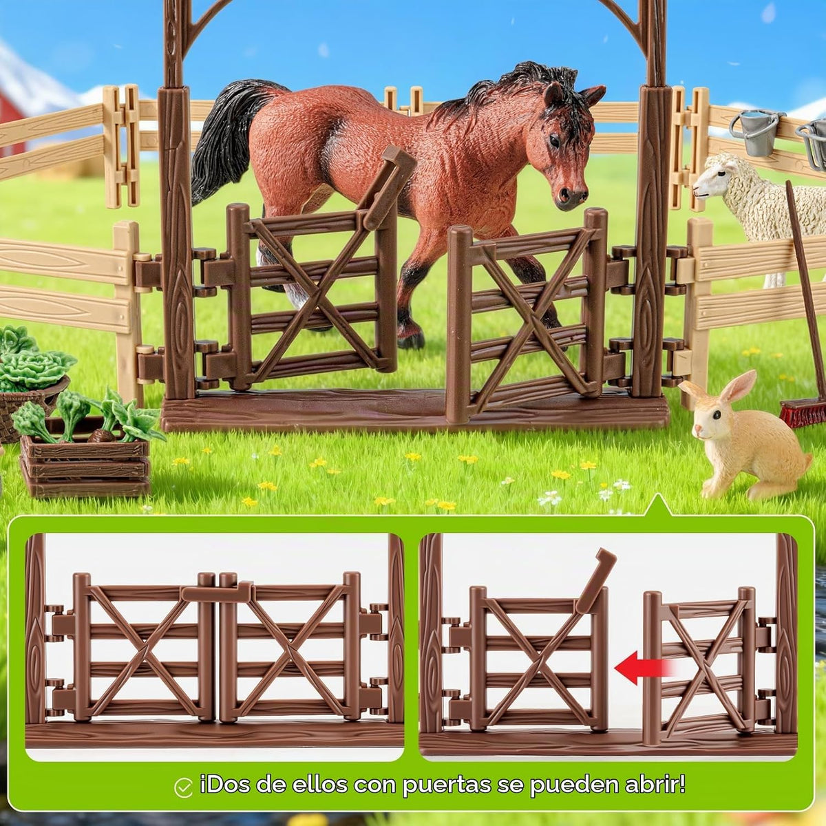35 piezas Figuras de Animales de Granja, Juguetes de Caballería y Establo para Juegos de Granja para Niños de 3+