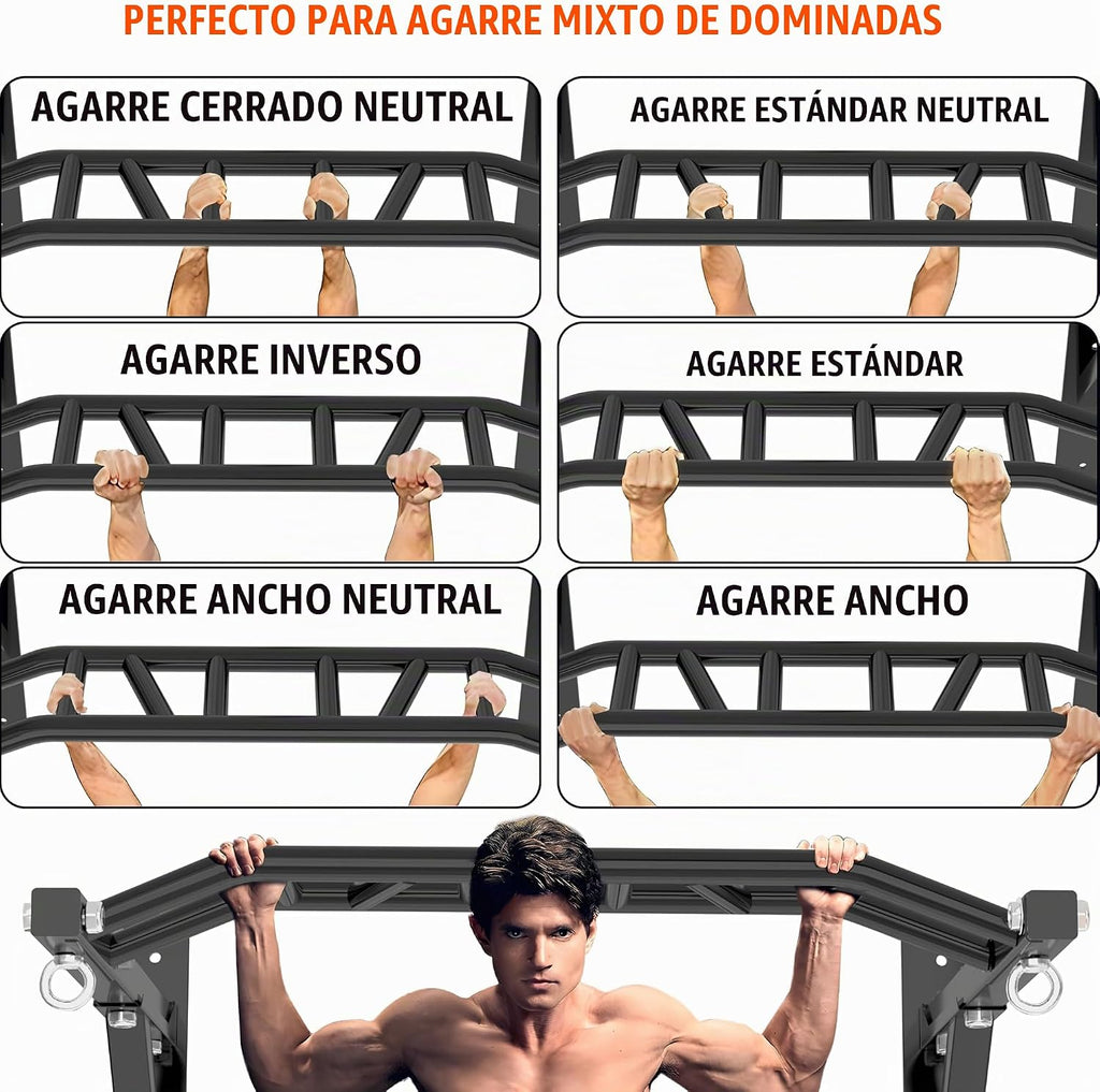 Barra de Dominadas de Montaje en Pared Upgrade, Barra de Dominadas Multiagarre de Alta Resistencia para Entrenamiento de Fuerza, Capacidad de 600 lbs, Construcción en Acero Duradera, Perfecta para Entrenamientos en Casa y Garaje