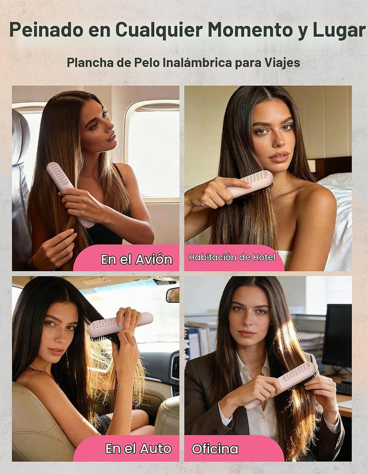 ZM ZHEMEI Cepillo alisador de pelo inalámbrico, alisador de pelo po...