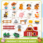 Juego de 30 piezas de animales de granja mejorados, regalos para niños pequeños de Navidad
