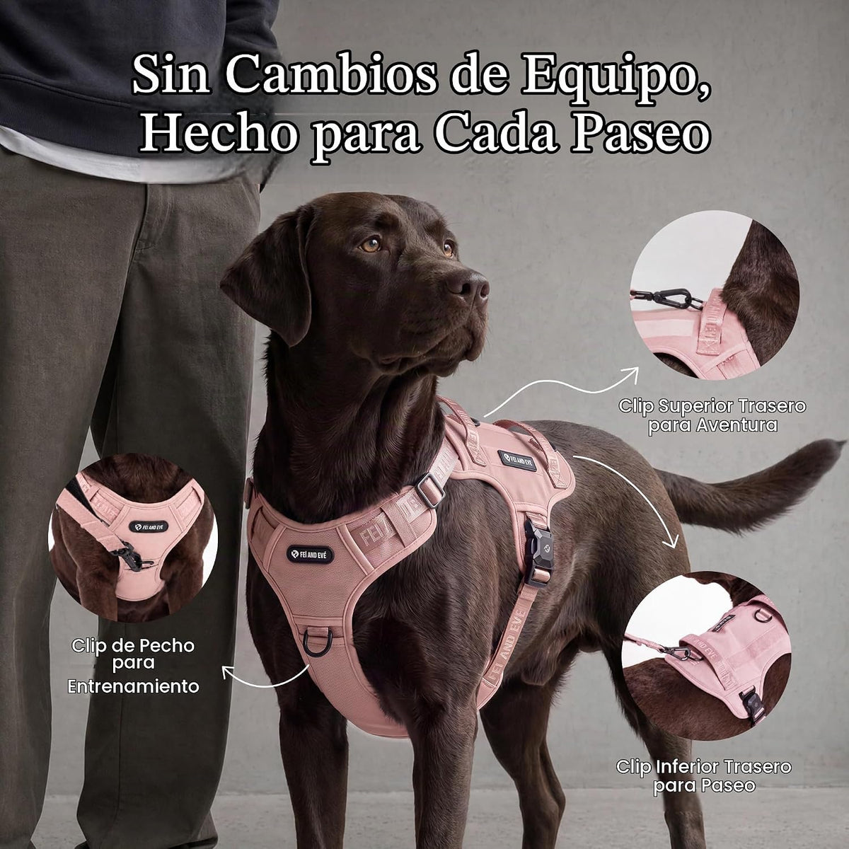 Fei & Eve - Arnés táctico clásico para perro, chaleco antitirones
