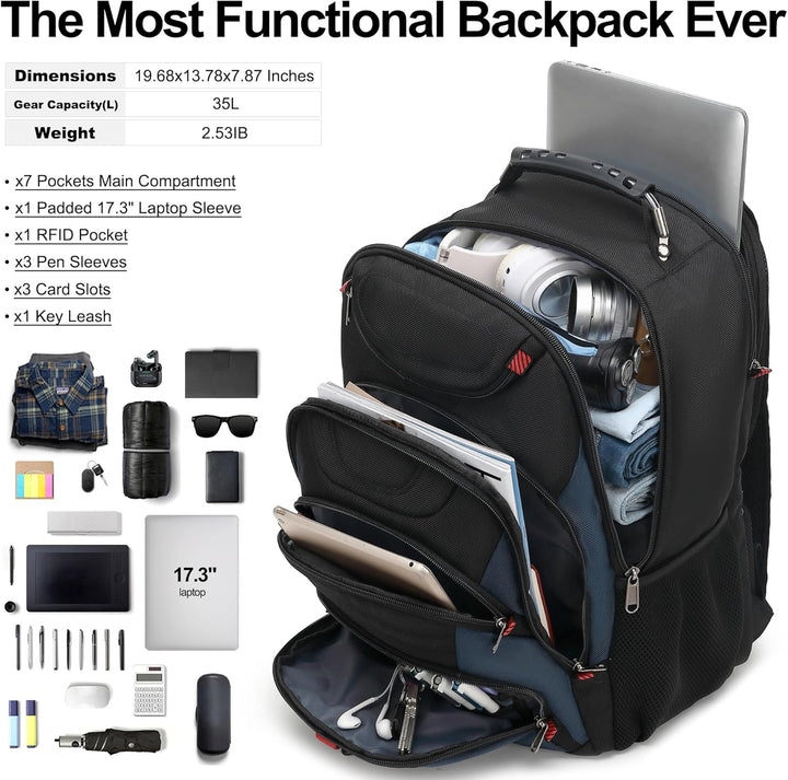Mochila para laptop Boavan para hombres (Negro, 15.6), Elegante