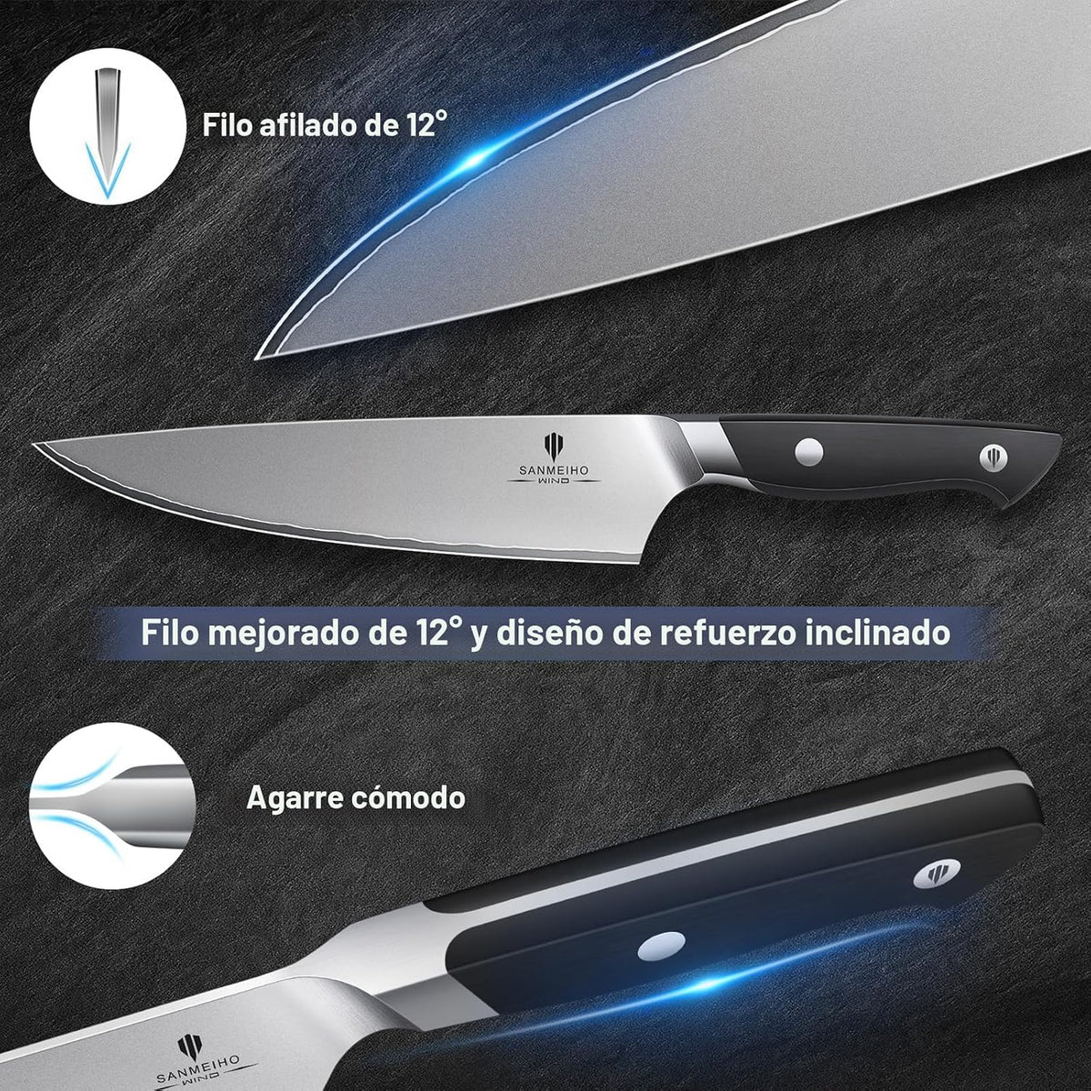 Juego de 16 cuchillos de cocina japoneses con bloque, aptos para
