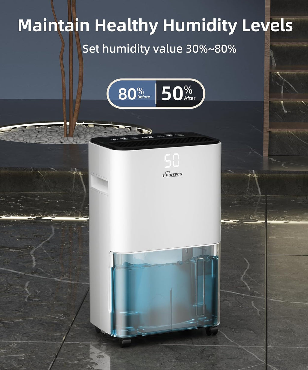 Deshumidificador 34 para sótano y dormitorio, cubre 3500 pies cuadrados con manguera de drenaje, funcionamiento inteligente con 3 modos, ideal para el hogar, baño, garaje.