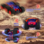 pinkking Coche de control remoto con neumáticos de esponja de gran tamaño, auto RC para interiores y exteriores, 2.4 GHz, vehículo eléctrico de acrobacias, juguete de doble cara giratoria de 360°, auto de conducción para niños y niñas, regalo