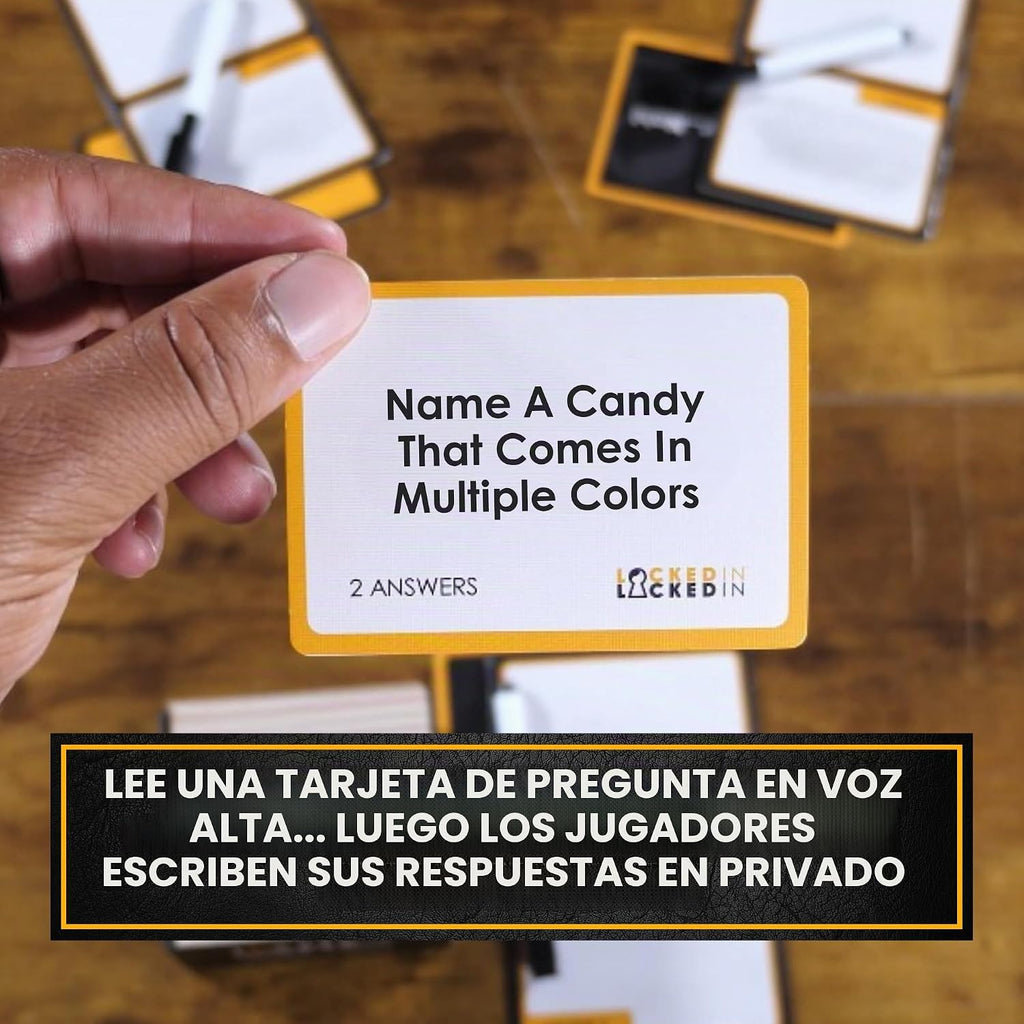 Locked-in Juego de cartas de fiesta – 400 cartas de aviso – divertido juego para noche de juegos, fiestas y rompehielos – adultos, adolescentes y familias – 2 – 10 jugadores