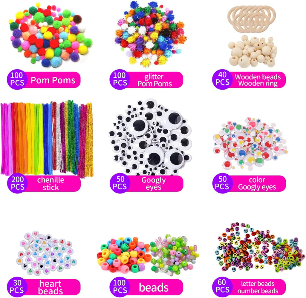 Itopstar 3000 suministros de manualidades para niños, suministros de manualidades en caja de arte de plástico de 3 capas, todo en uno de 8, 9, 10, 11 y 12 años, juego de suministros de manualidades para niñas y niños