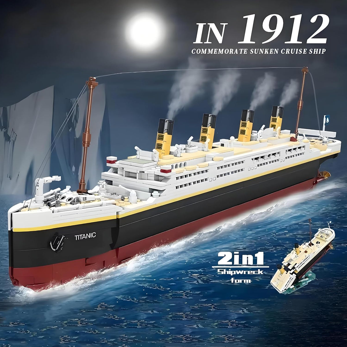 Kit de modelo Titanic - Juego de bloques de construcción de buques Titanic grandes, rompecabezas educativo 3D STEM, regalos para niños y adultos, arquitectura coleccionable ideal para decoración del hogar y la oficina