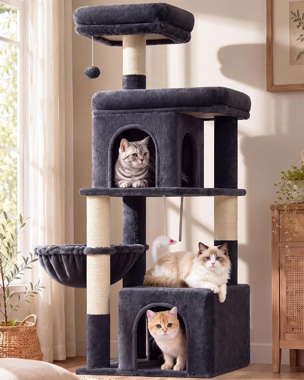 Globlazer Cat Tree Tower 2 Condo Kitten Scratching Post, F54, gris oscuro