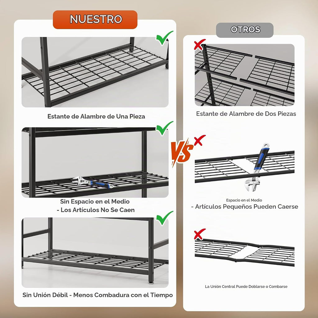Estantes de almacenamiento, estantería de metal de 5 niveles con 120 libras por estante, pies niveladores, estante de almacenamiento para garaje, cocina, despensa, armario, 24 x 12.2 x 61.1