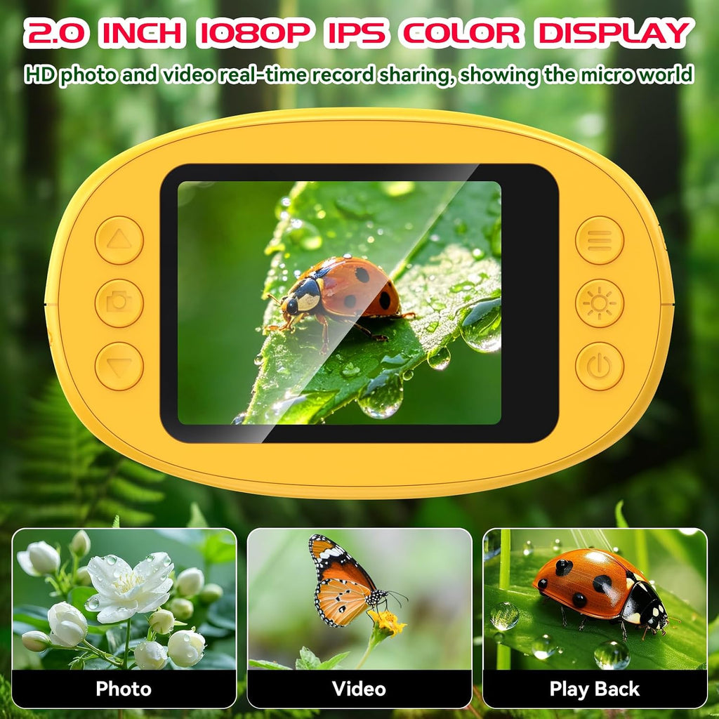 Microscopio de mano digital 1000X con pantalla IPS de 2.0 pulgadas, juguete de ciencia STEM de bolsillo recargable, regalo educativo para niñas, niños, estudiantes de 3 a 12 años