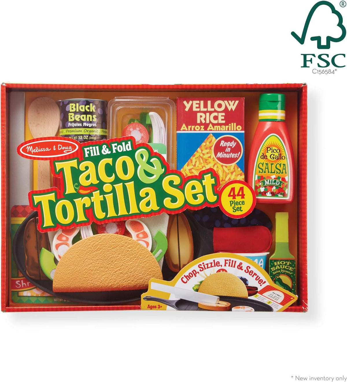 Melissa & Doug Fill & Fold - Juego de tacos y tortillas
