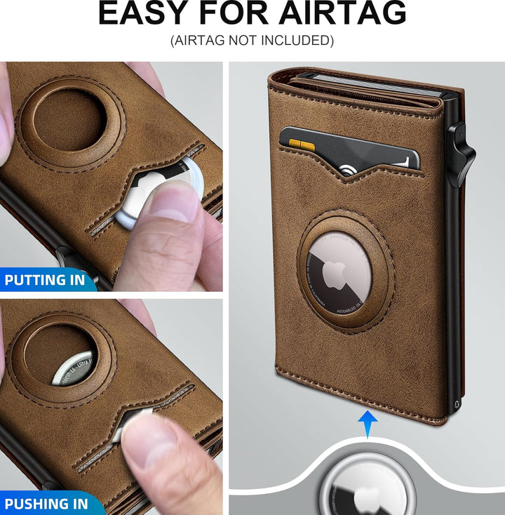 Cartera miyozi Airtag para hombre, con bolsillo para efectivo, 2 ve...