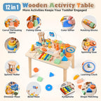 Mesa de actividades para niños pequeños, juguetes Montessori de madera 12