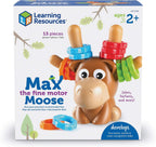 Learning Resources Max el Alce de Habilidades Motoras Finas - 13 Piezas, a partir de 2 años, juguetes de aprendizaje para niños pequeños, juguete de habilidades motoras finas para niños pequeños