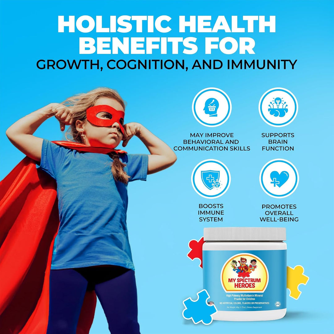 My Spectrum Heroes Multivitamínico en polvo para niños, suplemento...