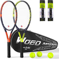 Raqueta de tenis profesional para adultos, 2 jugadores de 27 pulgadas, raqueta de tenis de velocidad aceptable para principiantes y profesionales con 3 pelotas de tenis, 2 amortiguadores de vibración,