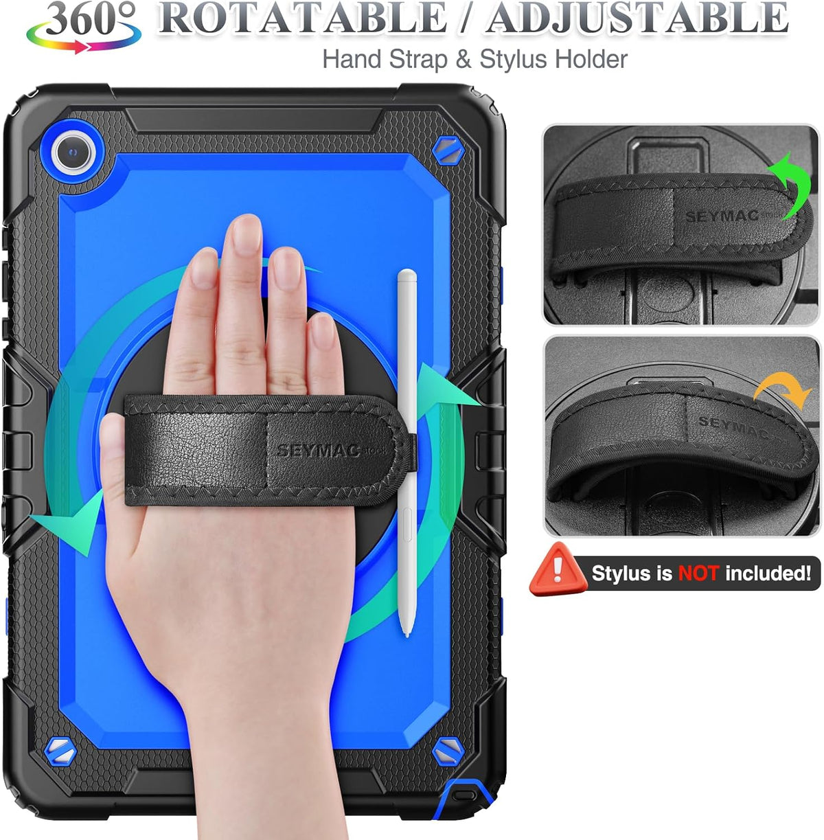 SEYMAC stock Funda para Samsung Galaxy Tab A11+ Plus/A9+ Plus de 11 pulgadas, funda de protección contra caídas de cuerpo completo con protector de pantalla y soporte para lápiz [correa de mano