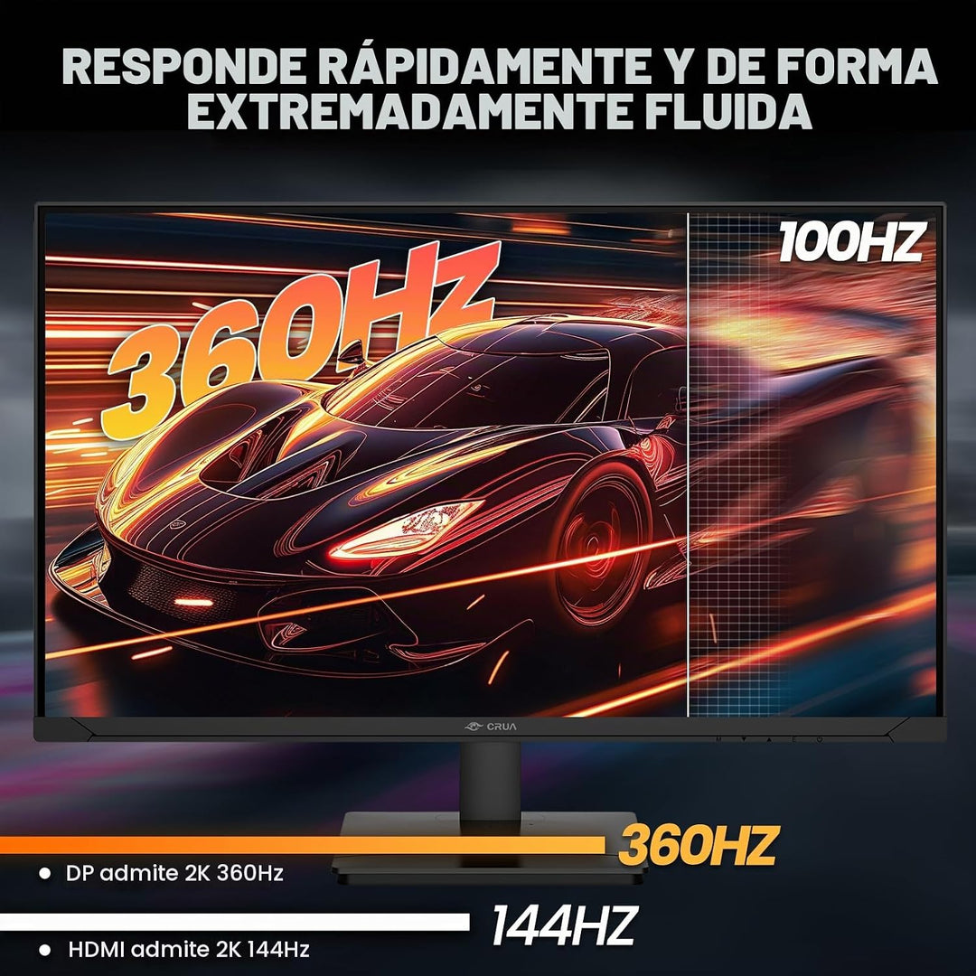 CRUA - Monitor para juegos QHD IPS de 27 pulgadas, 360 Hz, soporte...