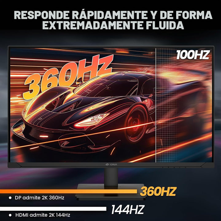 CRUA - Monitor para juegos QHD IPS de 27 pulgadas, 360 Hz, soporte...