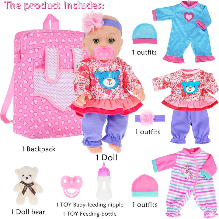 ebuddy Muñeca de bebé de 12 pulgadas y accesorios, muñecas de bebé...