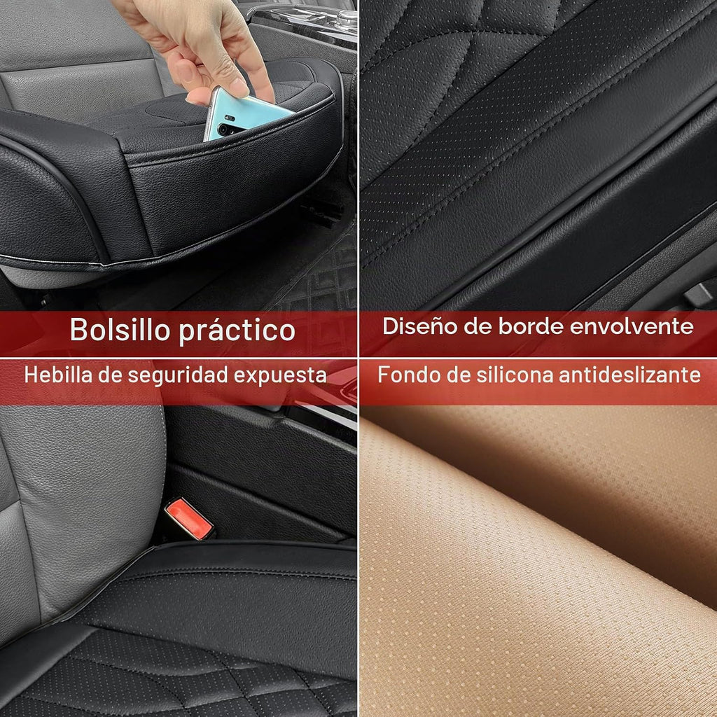 Paquete de 2 fundas de cuero para asientos delanteros de automóvil