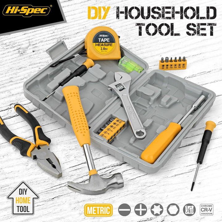 Hi-Spec Kit de herramientas amarillo 20pc. Kit de herramientas pequ...
