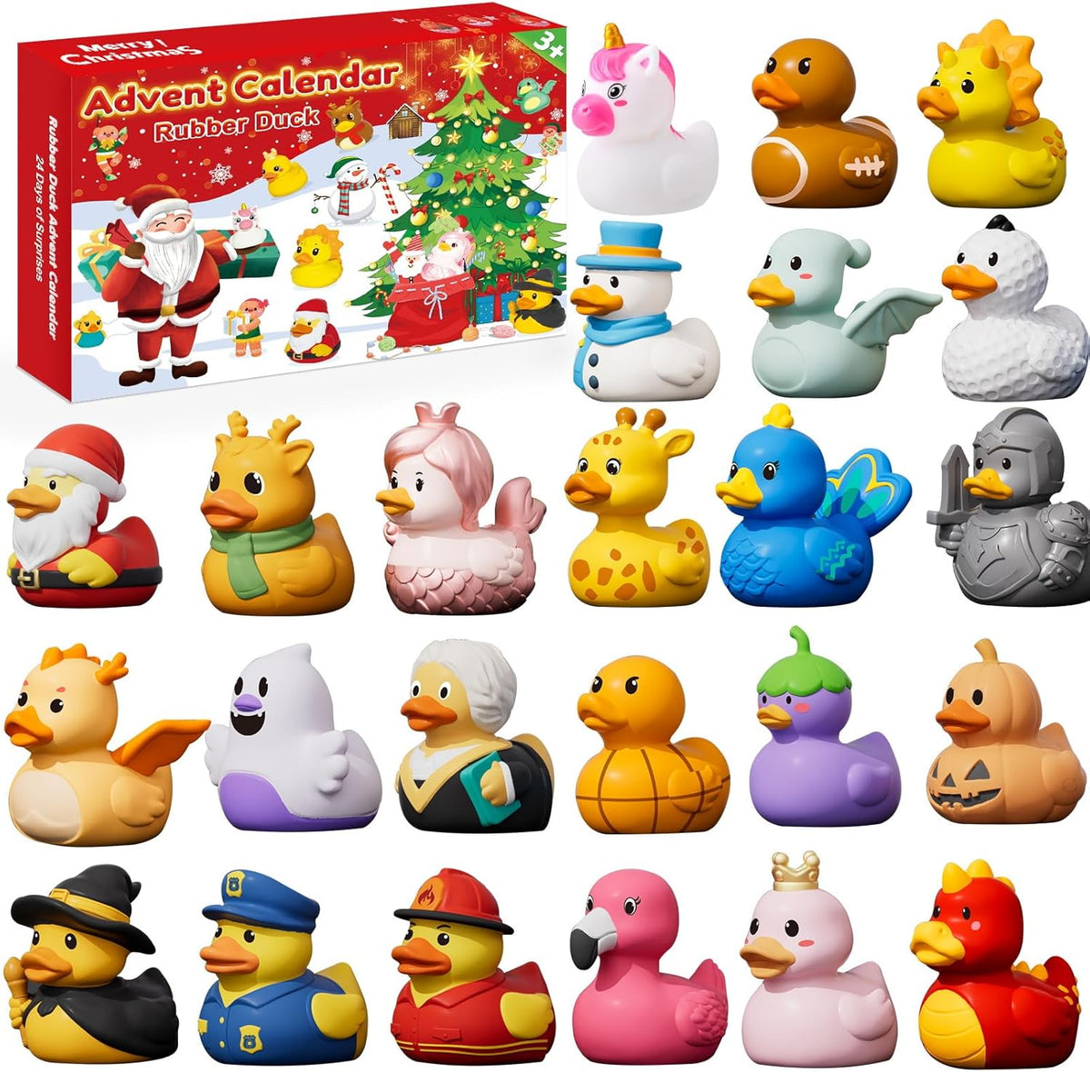 Calendario de Adviento de patitos de goma 2026 – Cuenta regresiva de 24 días para Navidad para niños