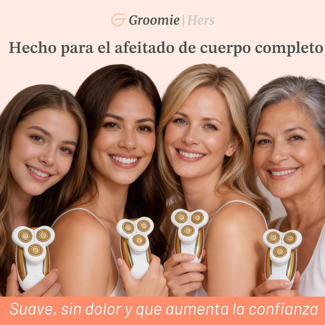 Groomie Hers LuxePro - Afeitadora eléctrica corporal para mujer, af...