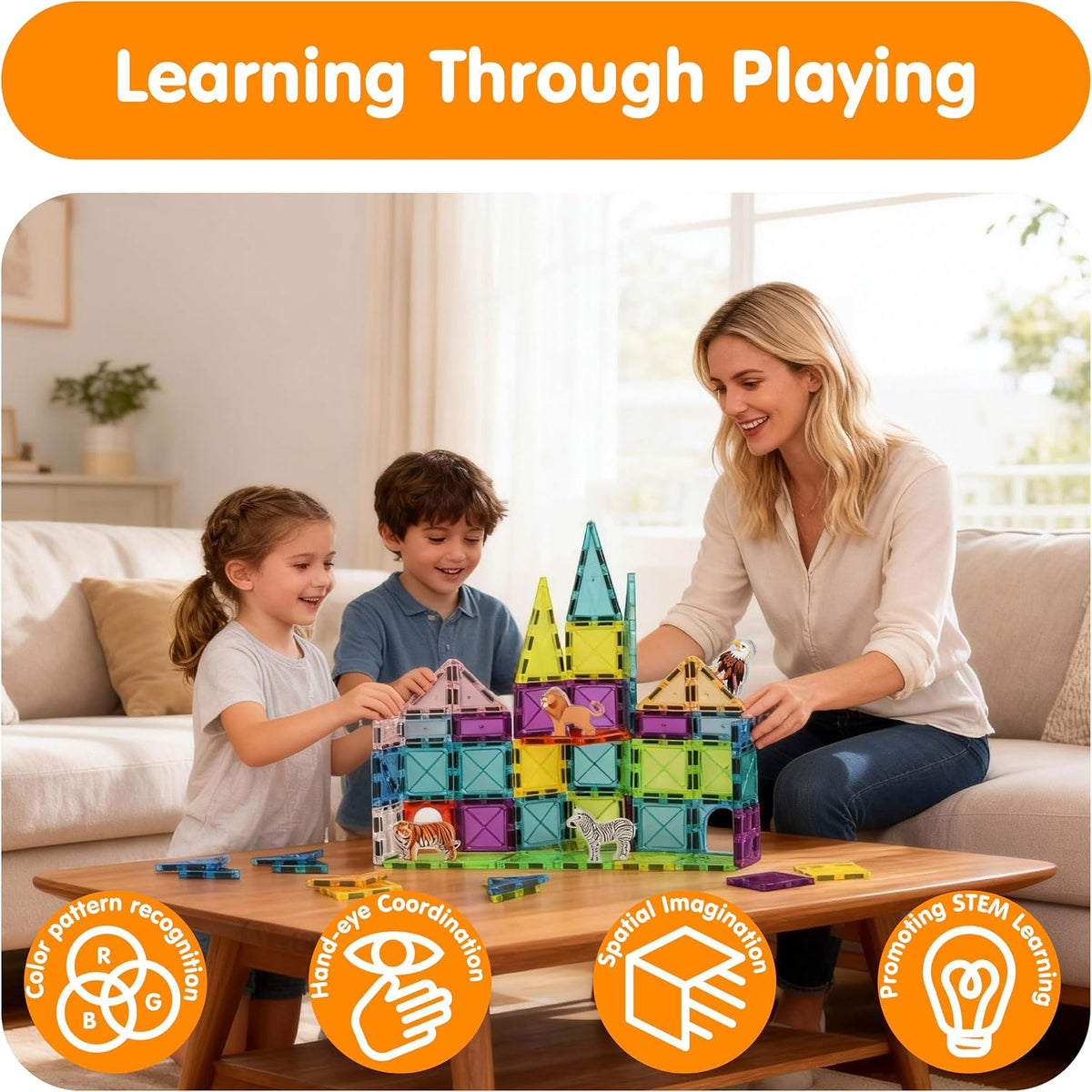 Azulejos magnéticos para niños, juego de juguetes de construcción