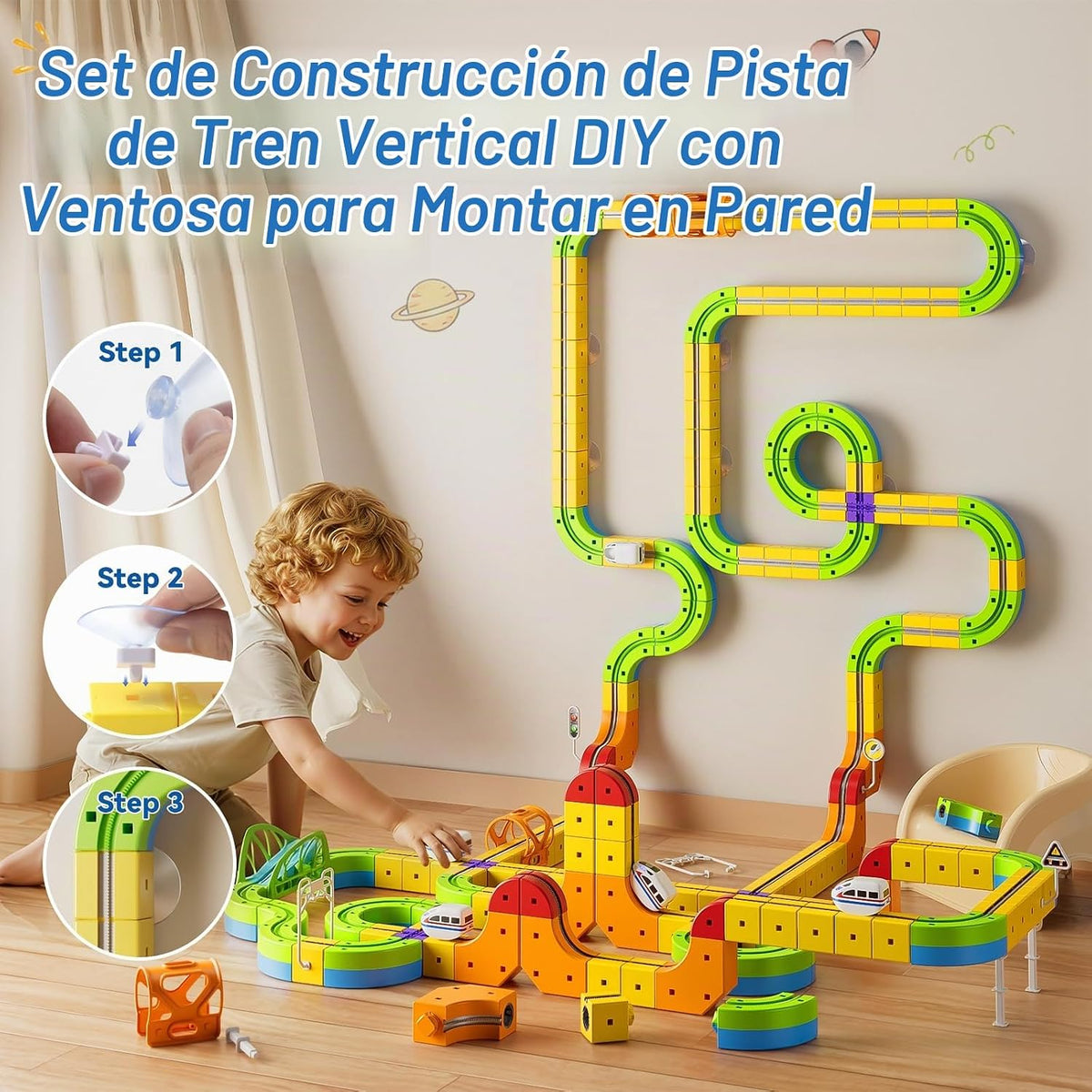 Juego de tren eléctrico, Cubo de pista 3D - Kit de bloques de riel DIY