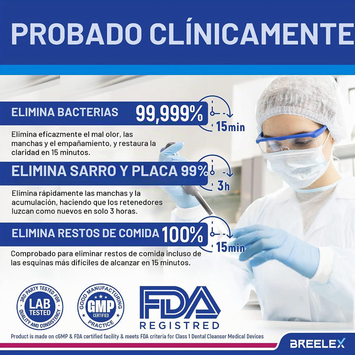 Breelex Tabletas limpiadoras de retenedores, 120 unidades para dent...
