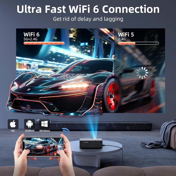 Proyector [Enfoque Eléctrico\/Auto Keystone] con WiFi y Bluetooth,...