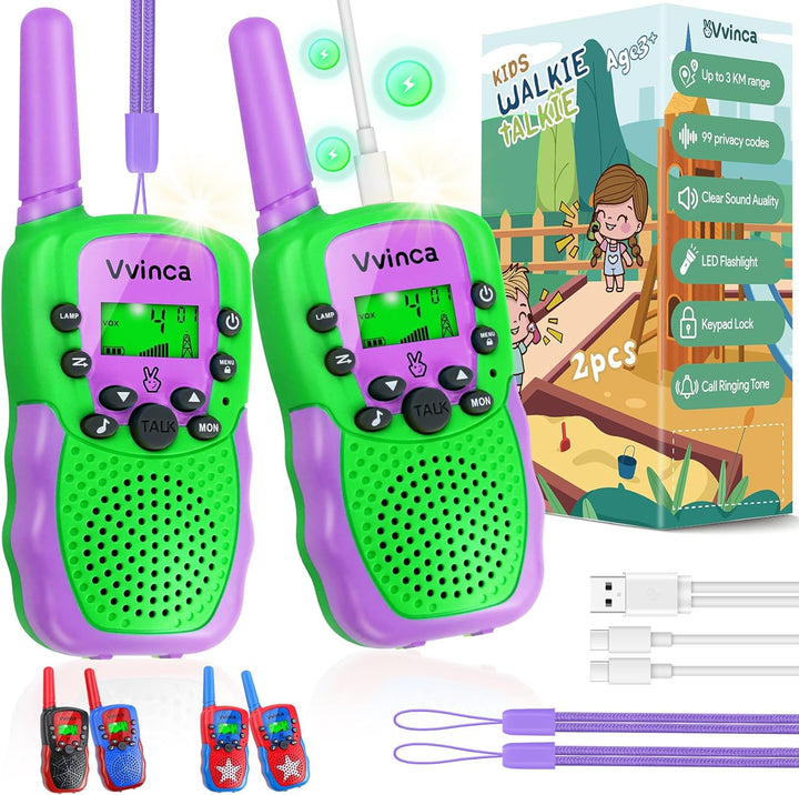 Vvinca Walkie Talkies para niños recargables, juguetes con temática...