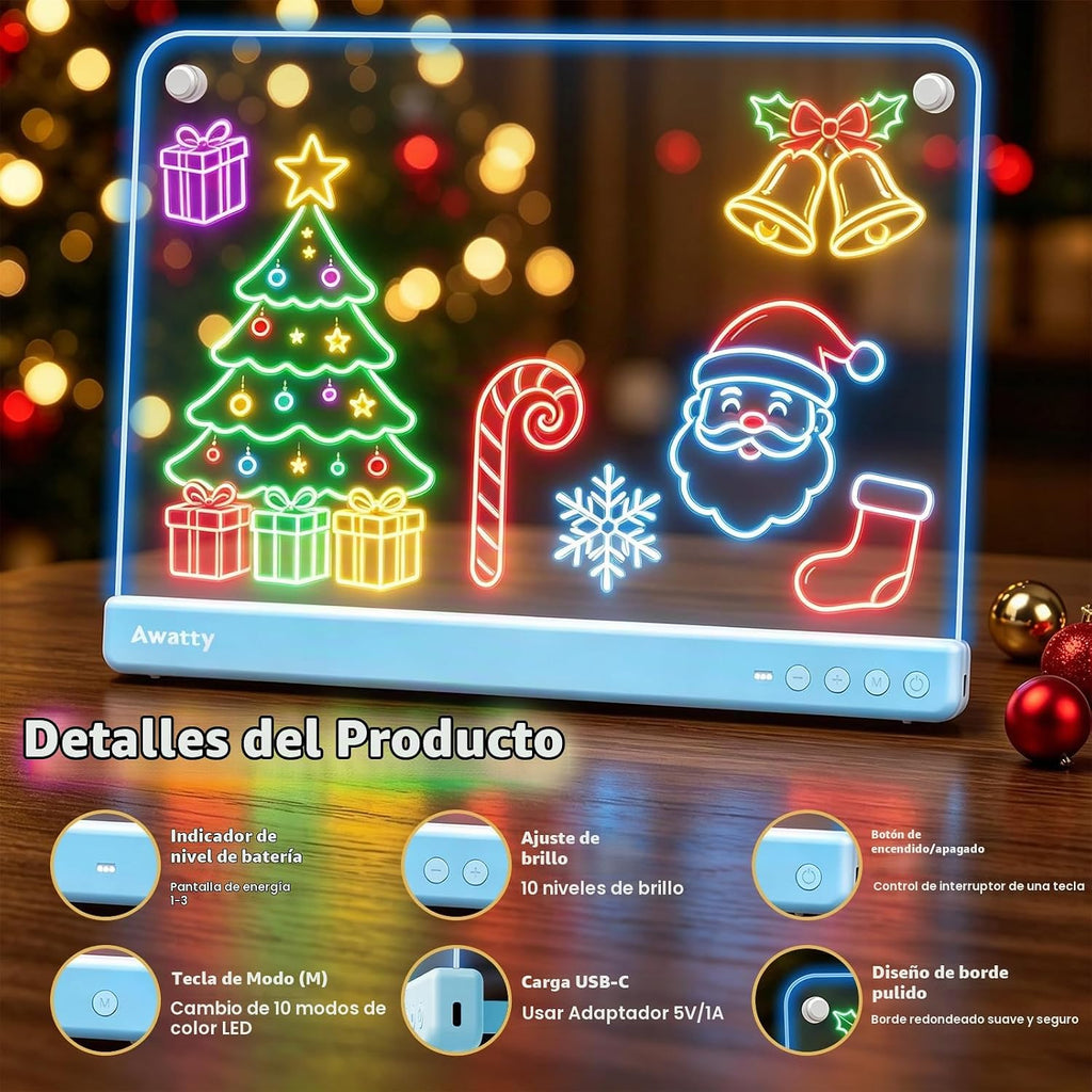 Tablero de Dibujo LED 16'' , Juguetes Regalos para Niños Niñas (Azul)