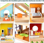 Casa de muñecas de madera "All seasons" amoblada con accesorios para niños de Hape
